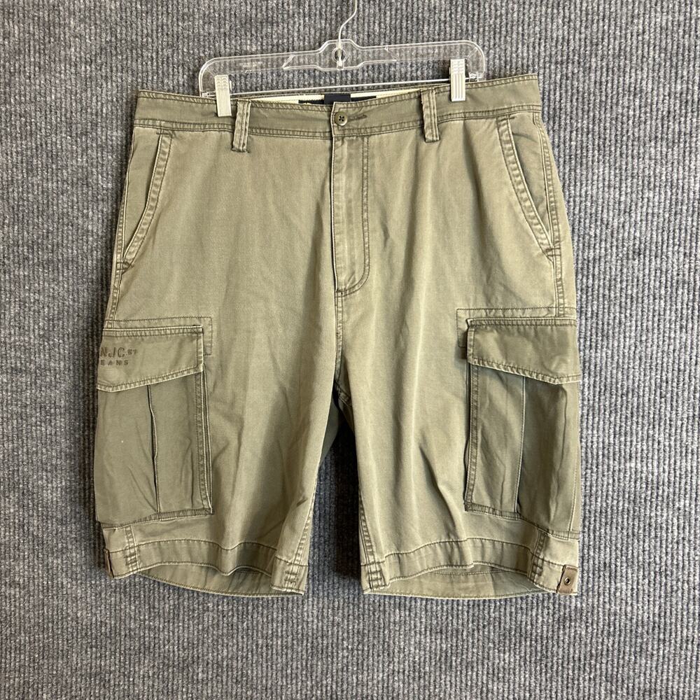 Vintage Nautical Mens Cargo Shorts Size 38 Green Cotton Y2K Skater Grunge